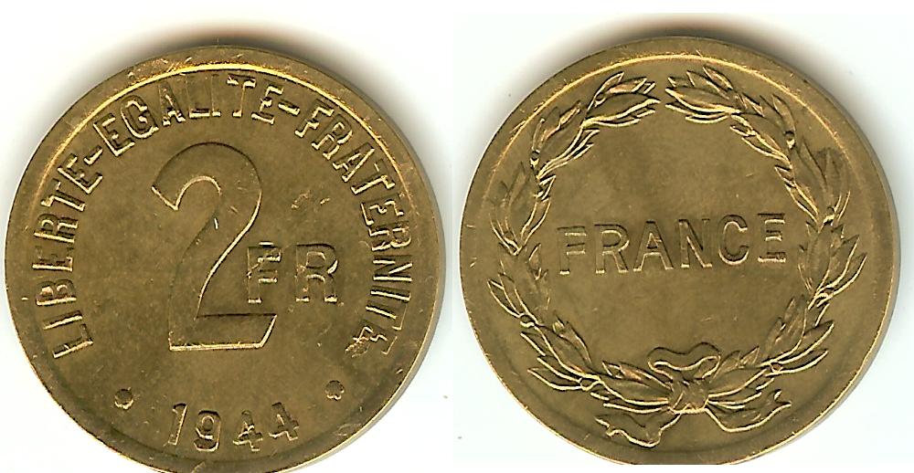 2 Francs Philadelphie 1944 SUP++